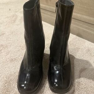 JONAK Black Patented  Leather Heeled Boots